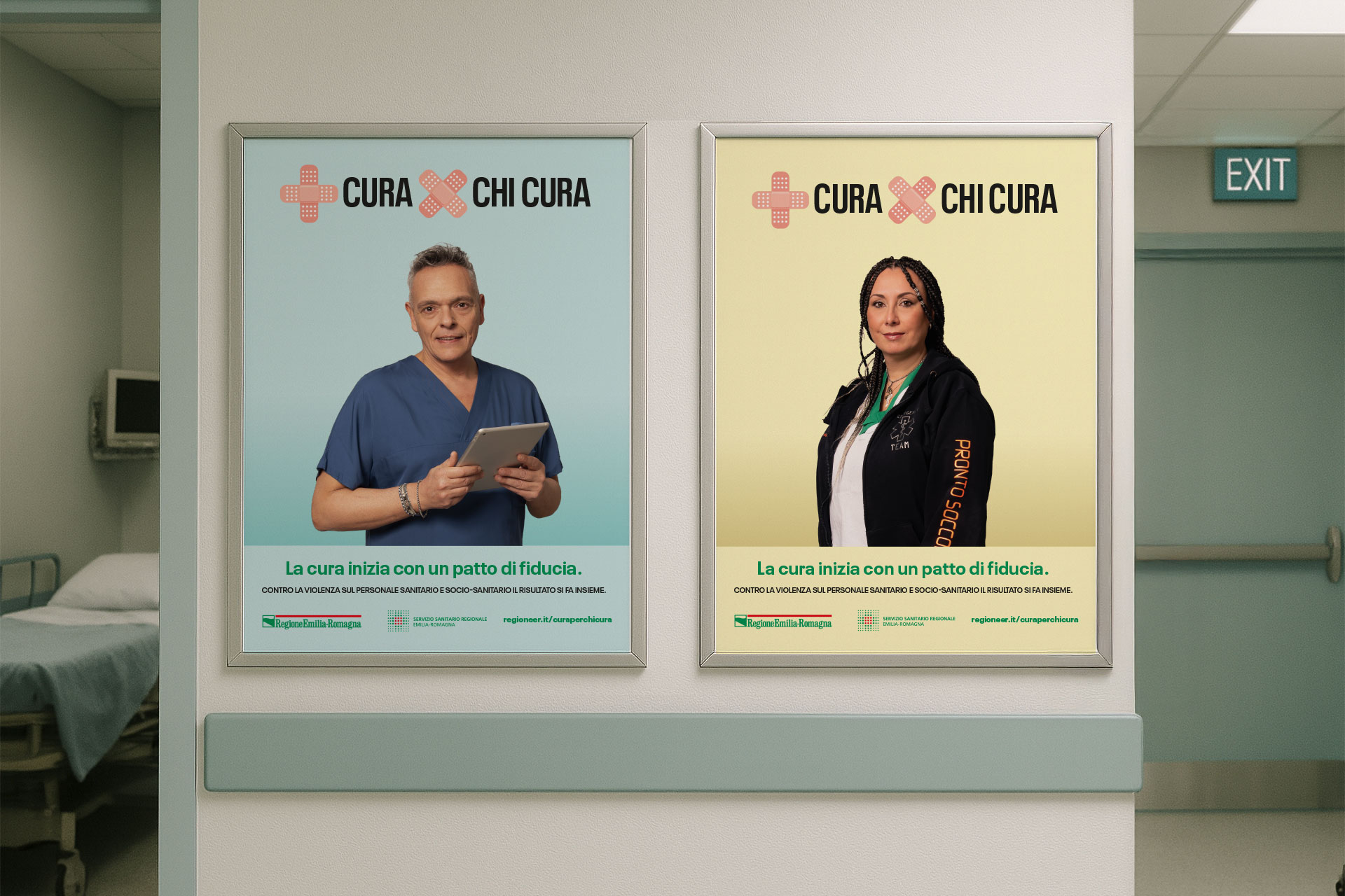 Foto manifesti della campagna di comunicazione in Ospedale