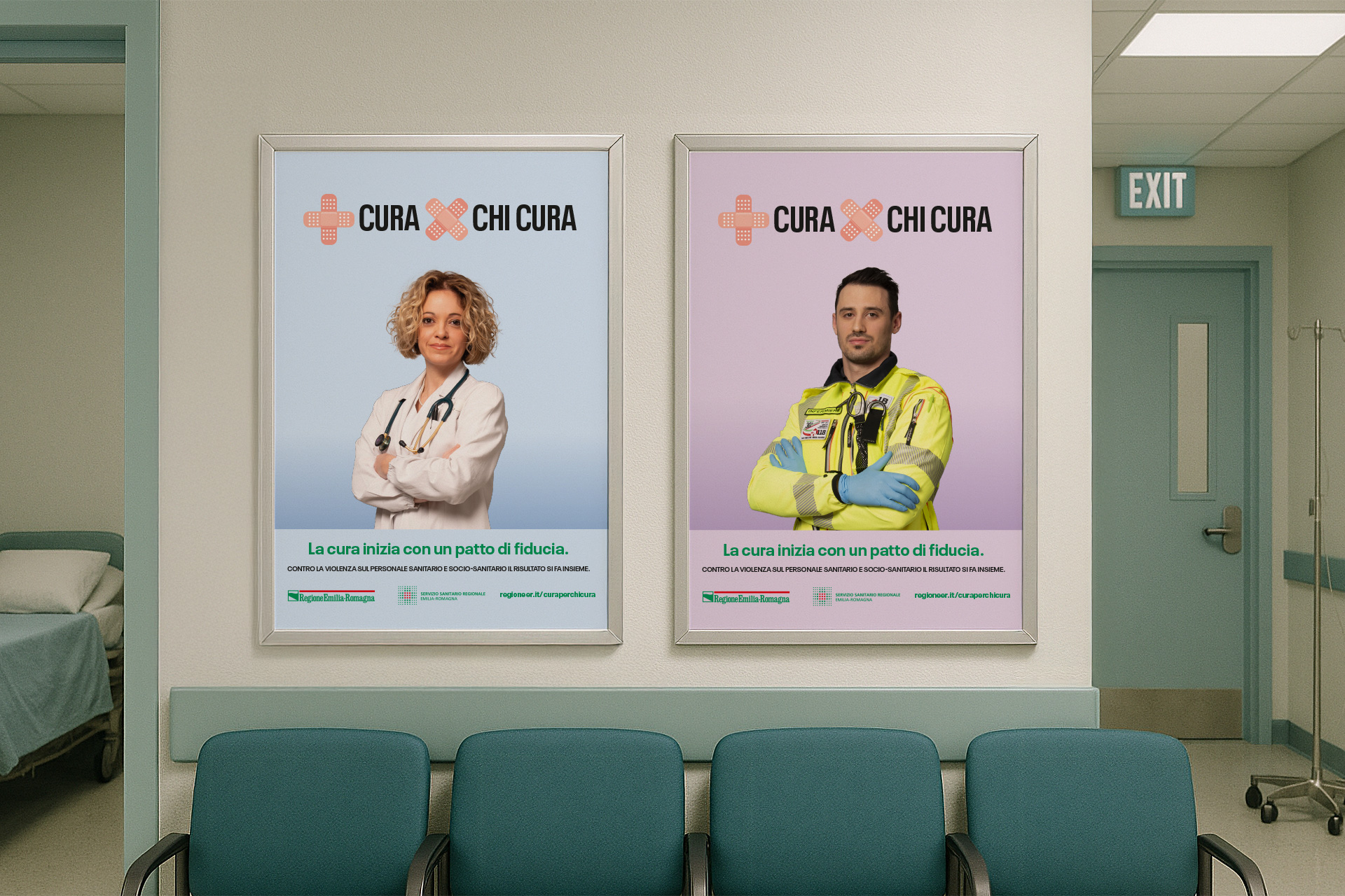 Foto manifesti della campagna di comunicazione in Ospedale